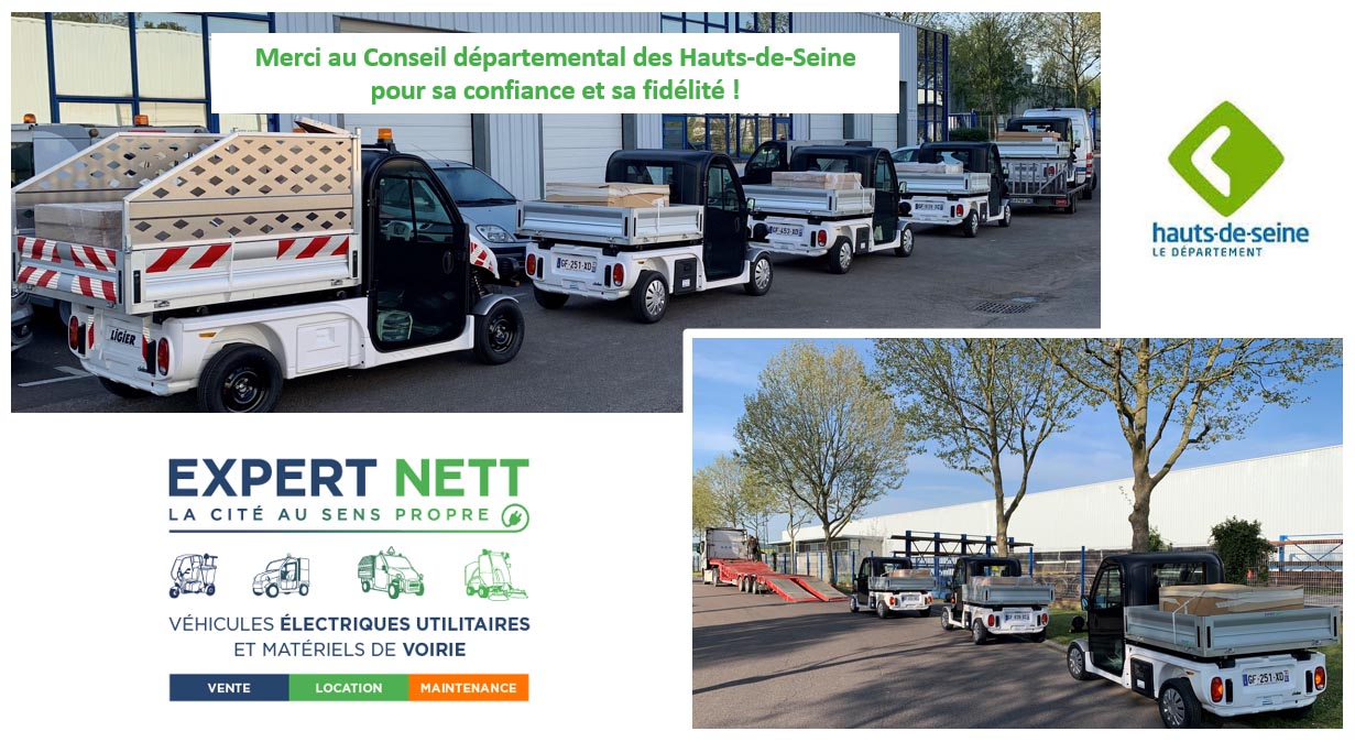 EXPERT NETT livre 4 véhicules électriques utilitaires Pulse 4 de Ligier au Conseil départemental des Hauts-de-Seine